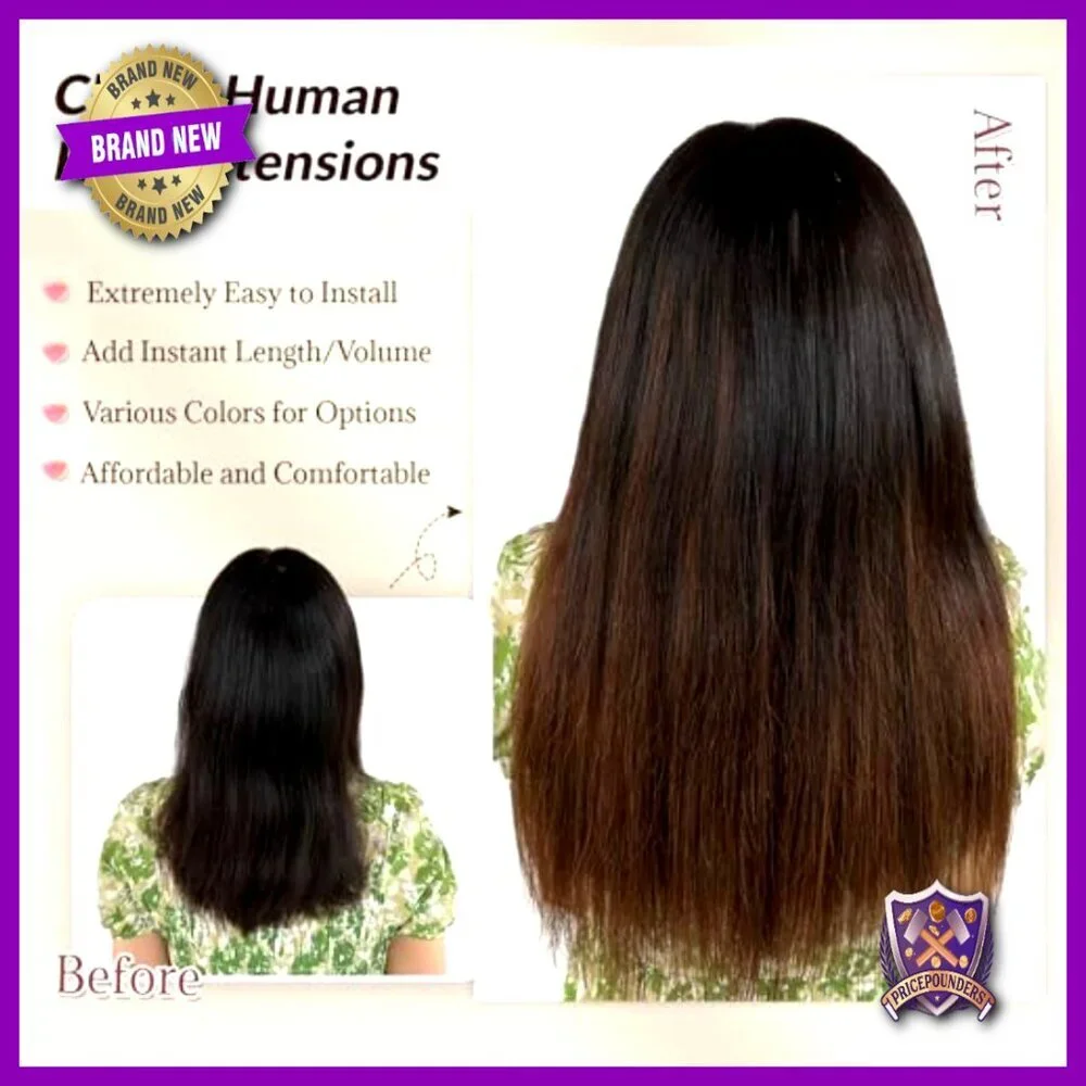 15 Inch Clip-In Human Hair Extensions, Remy Hair, Thick Full Set